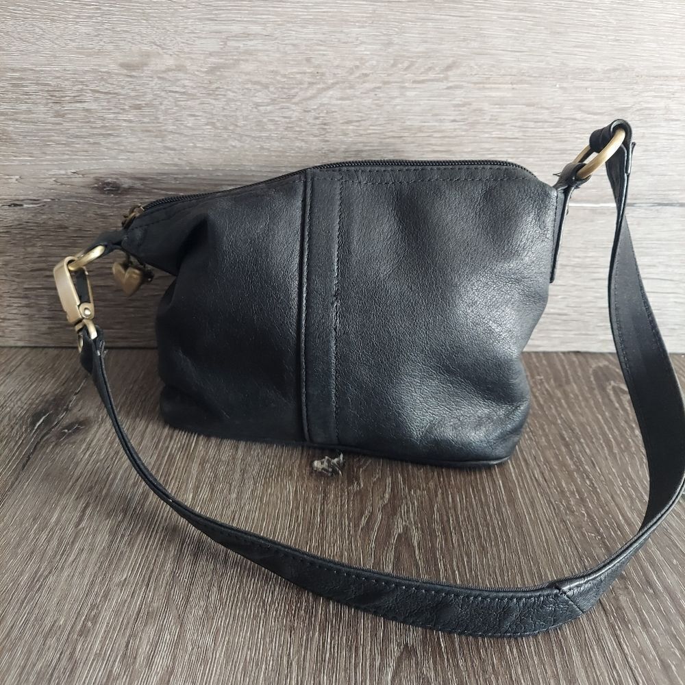 Vintage 90s St. John's Bay Genuine Black Leather Purse Shoulder Bag  - Picture 2 of 6